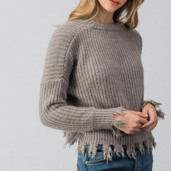 HEATHER GRAY KNIT SWEATER - Picture 2 of 4